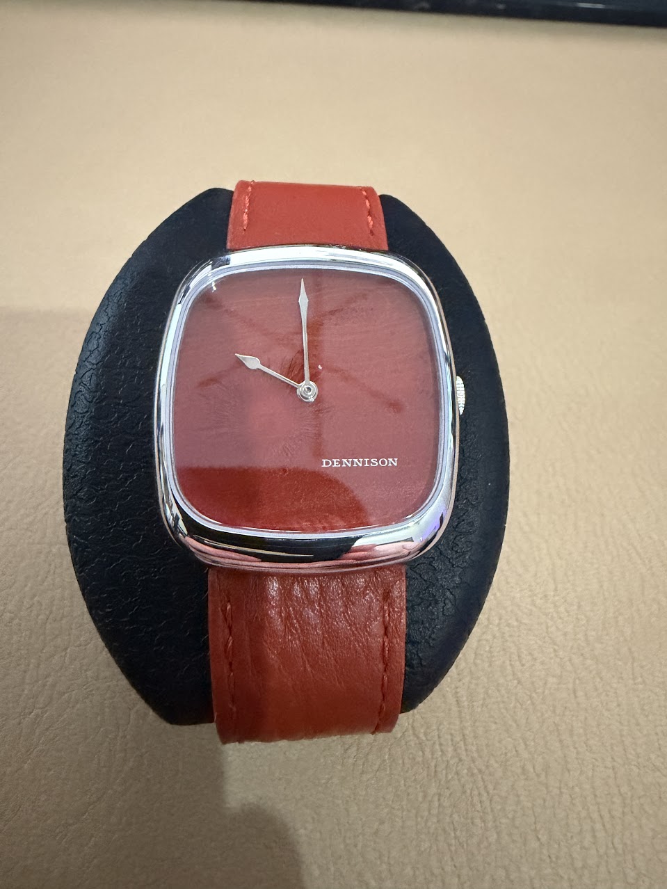 Dennison Natural Red Agate Stone In Steel — Like New condition microbrand watch for sale