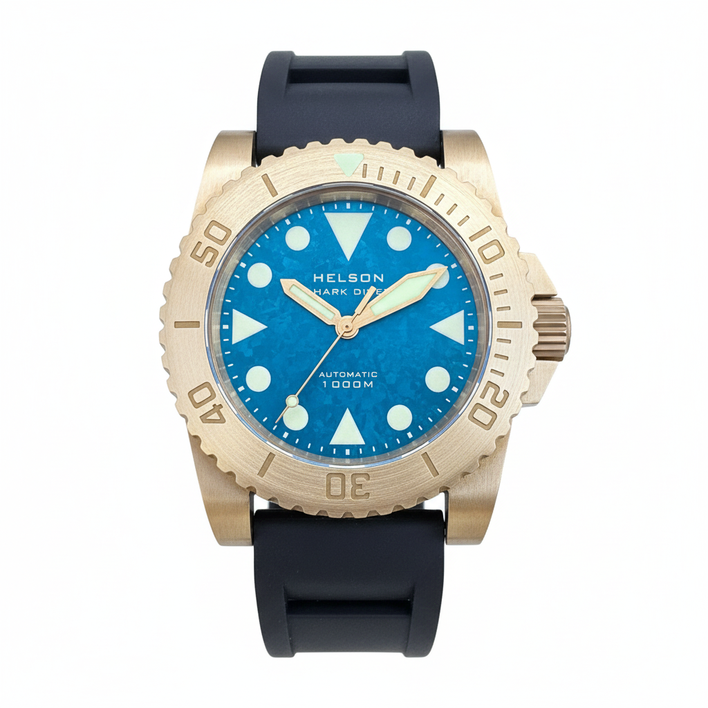 Helson Shark Diver 45 Brass Teal Crystallized Titanium