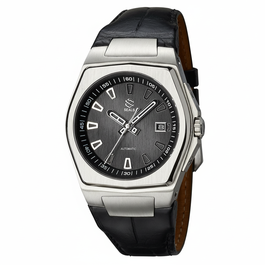 Seals Stainless Steel with Black Dial - Automatic Wrist Watch