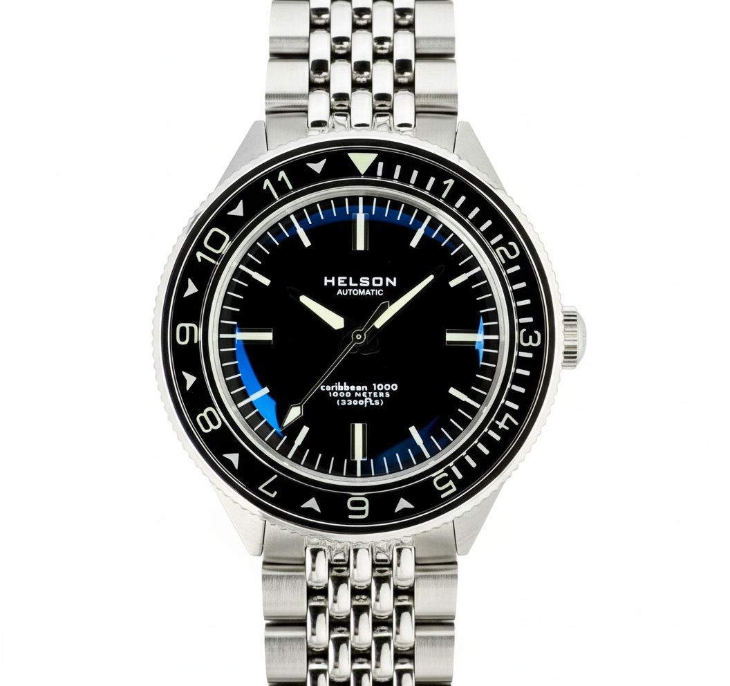 Helson Caribbean Black Miyota 9039 — best dive watches under $1,000