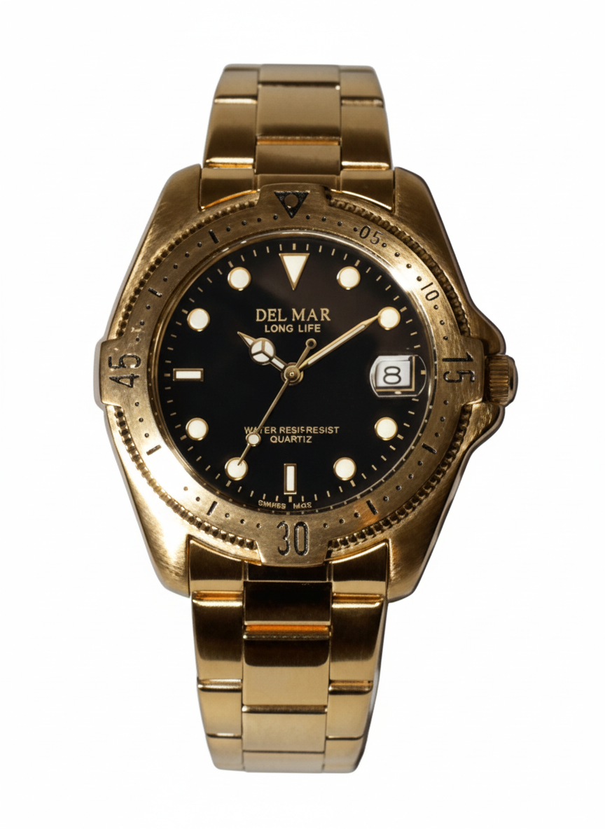 Angelo Del Mare Men's Admiral Classic Gold-Tone Dress 200M Watch #50273