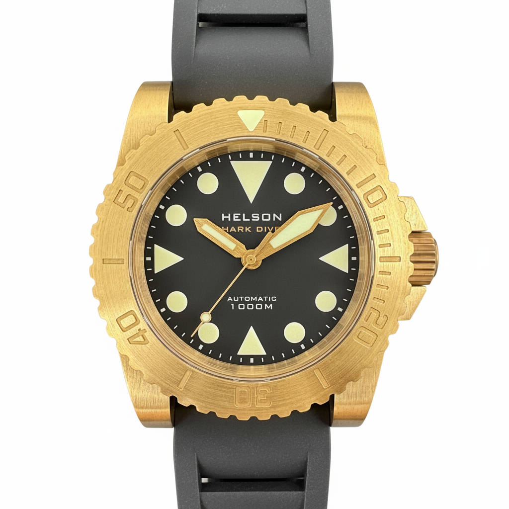 Helson Shark Diver 45 Brass Black Date