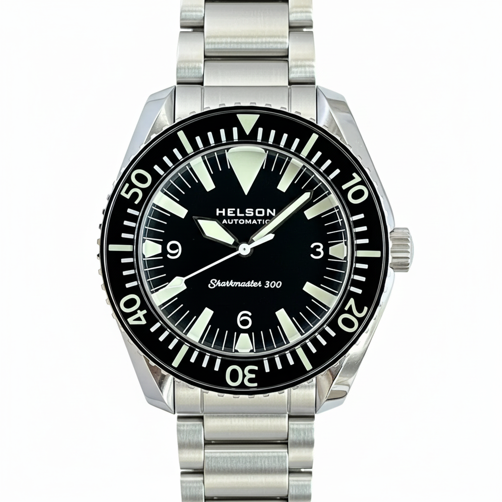 Helson Sharkmaster 300 Miyota 9039 Triangle Black Dial Black Bezel