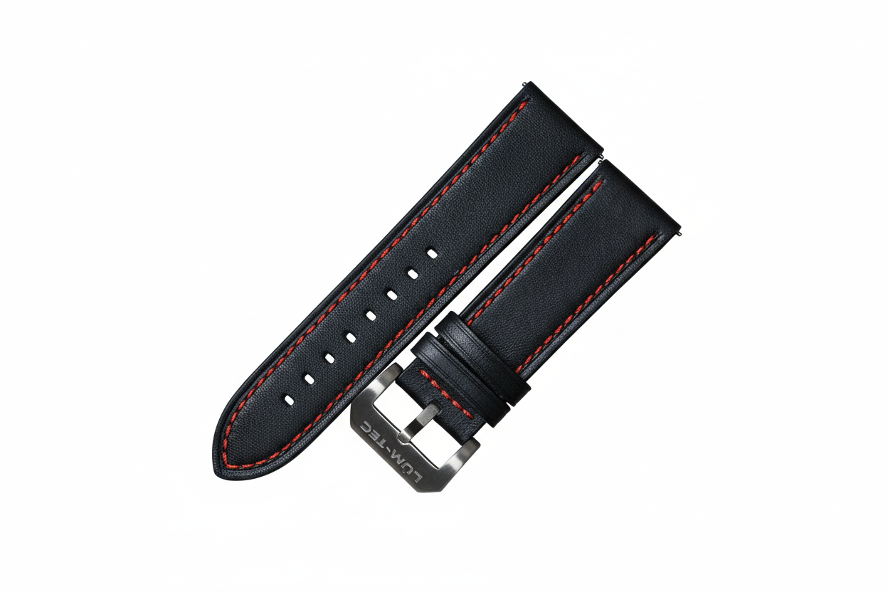Lüm-Tec Black Leather with Red Stitch 24mm