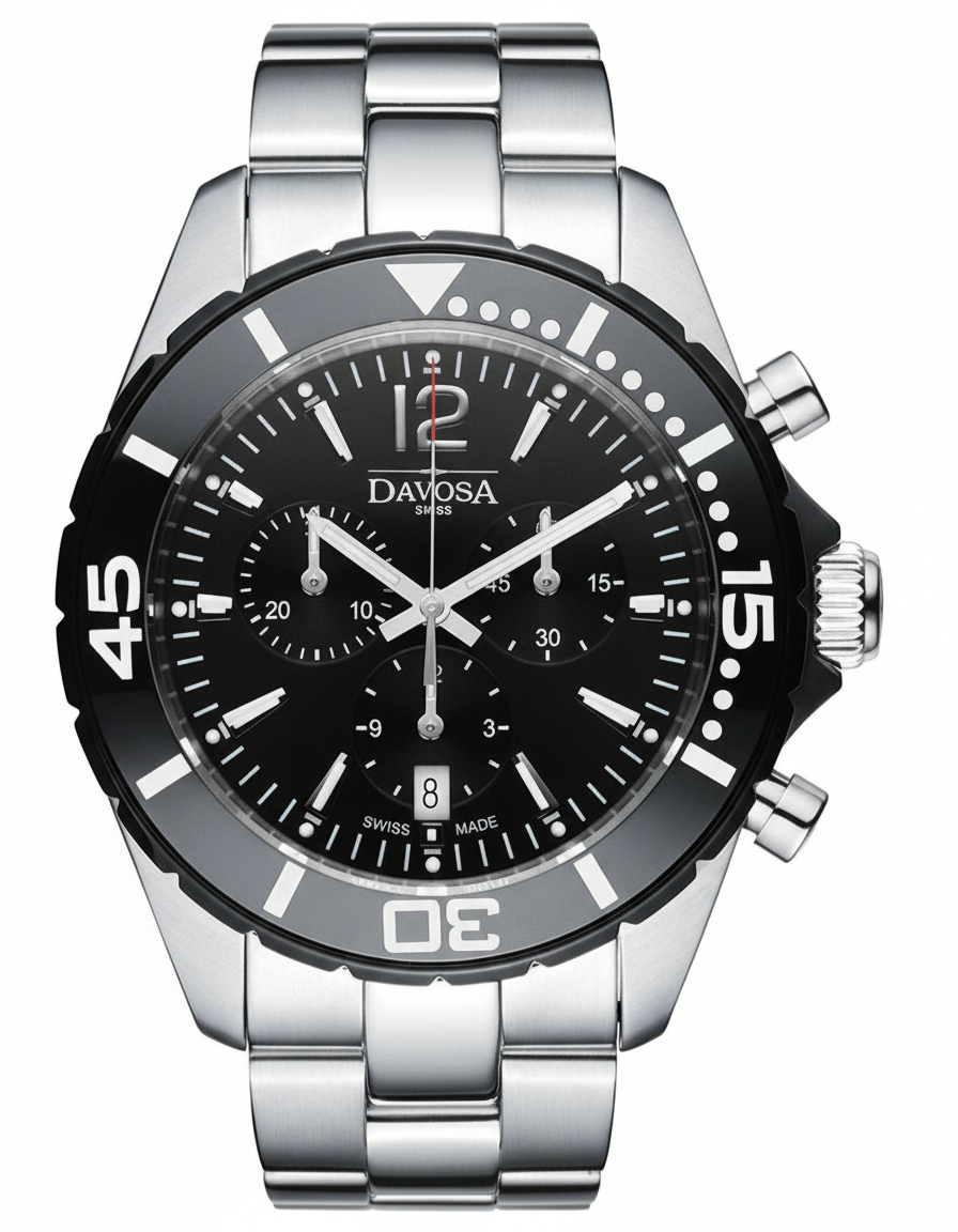 Davosa Nautic Star Quartz Chronograph 100m Black Diving Watch 16347315