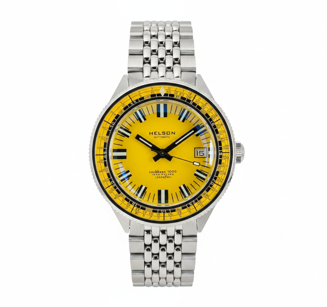 Helson Caribbean Yellow Dial Yellow Bezel Miyota 9015