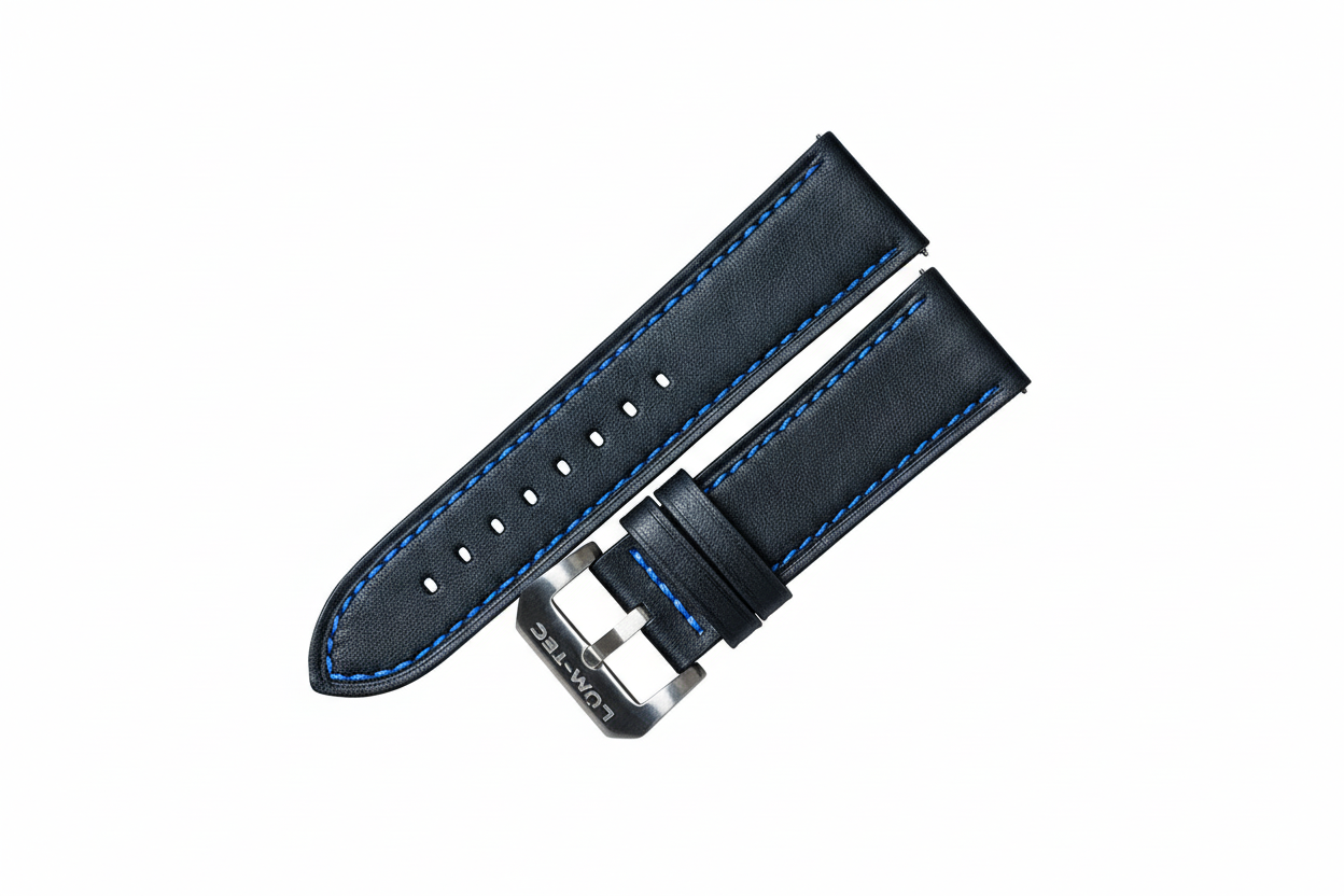 Lüm-Tec Black Leather with Blue Stitch 24mm