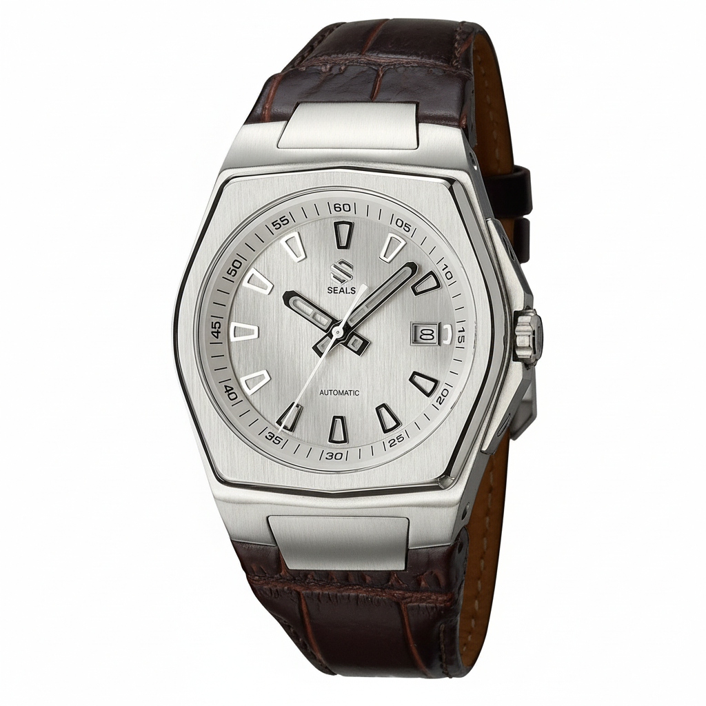 Seals Stainless Steel with White/Silver Dial - Automatic Wrist Watch