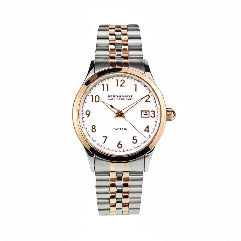 Bernhardt Captain's Watch - Rose Gold/White