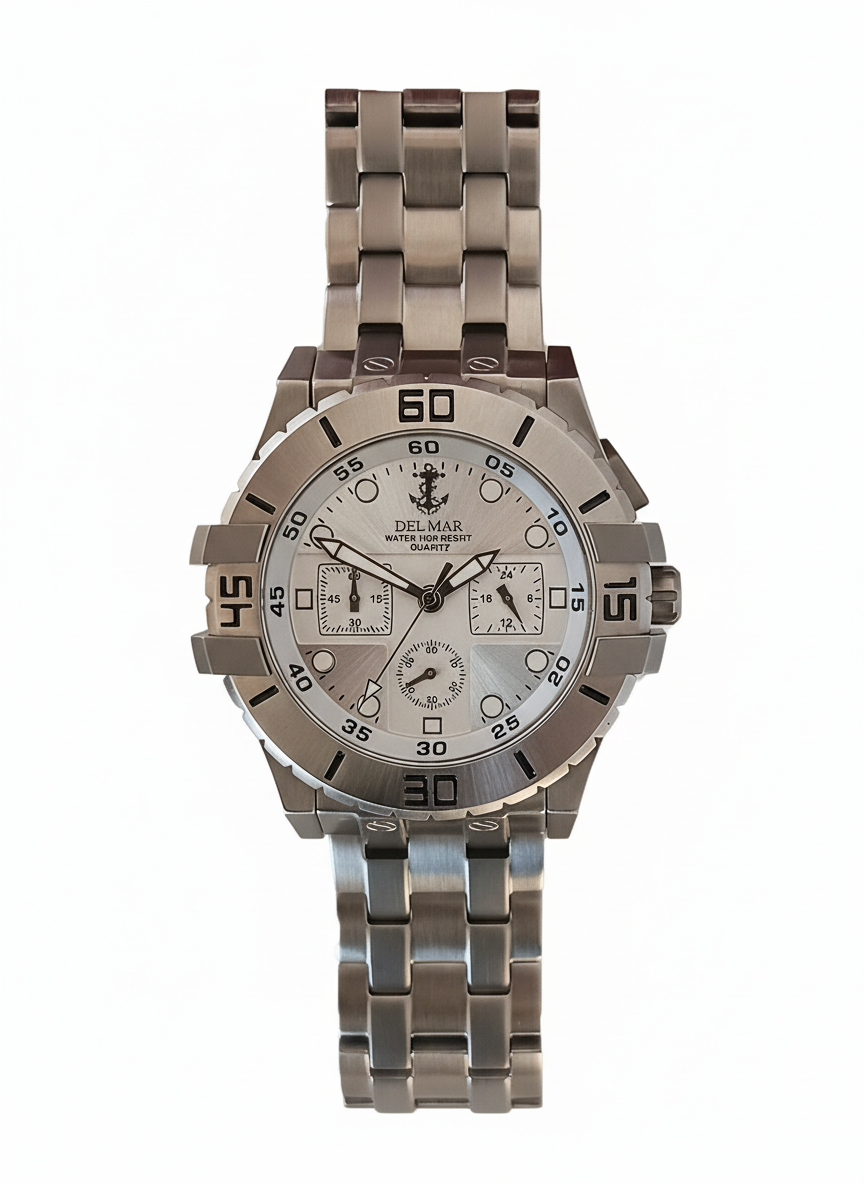 Angelo Del Mare Men's All Stainless Steel Chronograph Watch 100M #50210