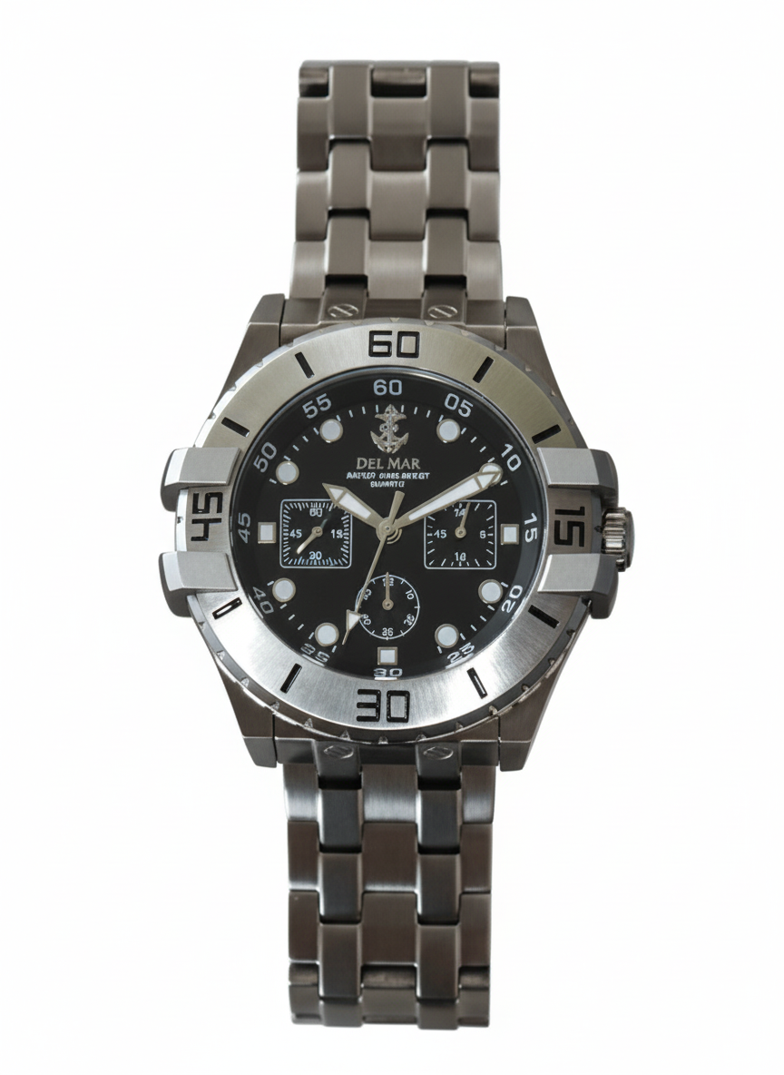 Angelo Del Mare Men's All Stainless Steel Chronograph Watch 100M #50211